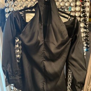 Elegant Black Satin Blouse